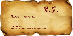 Nics Ferenc névjegykártya