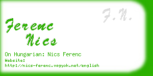 ferenc nics business card